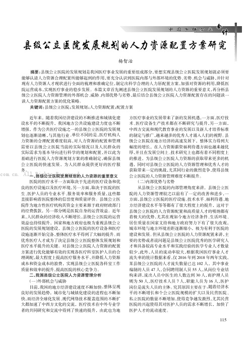 县级公立医院发展规划的人力资源配置方案研究