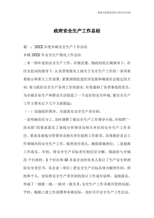 政府安全生产工作总结
