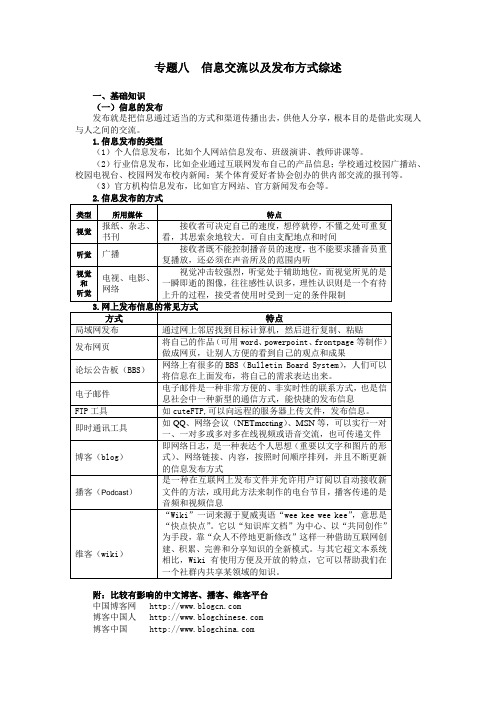 信息交流以及发布方式综述