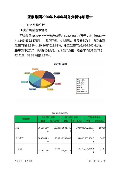 亚泰集团2020年上半年财务分析详细报告