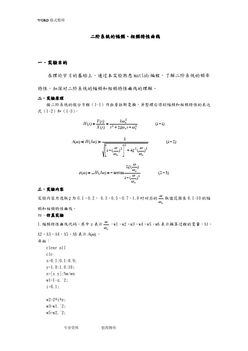关于.二阶系统的幅频和相频特性曲线的实验