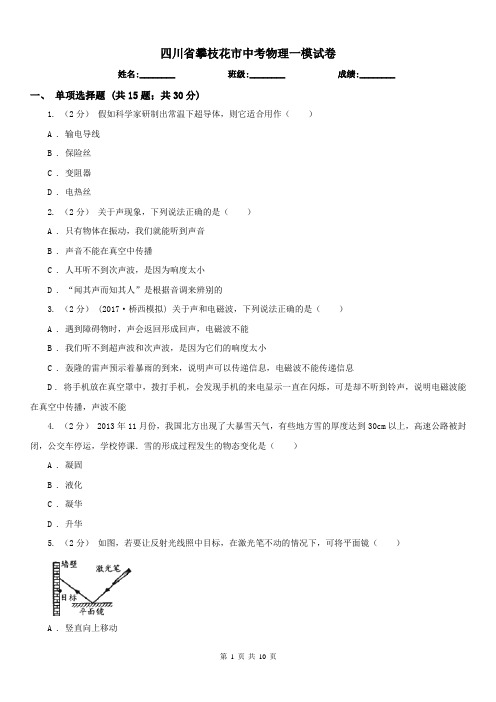 四川省攀枝花市中考物理一模试卷 