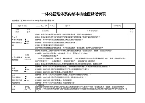 三标一体施工公司内部审核检查及记录表