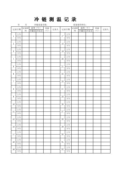 冷链测温记录Microsoft Excel 工作表