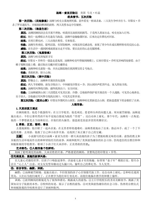 汤姆索亚历险记知识清单