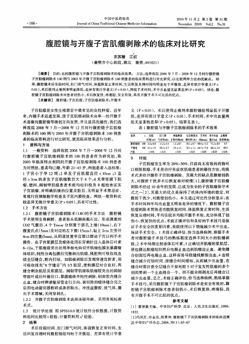 腹腔镜与开腹子宫肌瘤剥除术的临床对比研究