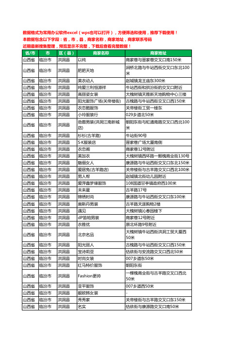 2020新版山西省临汾市洪洞县服装工商企业公司商家名录名单黄页联系电话号码地址大全287家