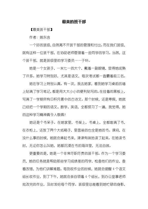 写人作文：我心中的班干部作文600字
