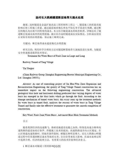 汤村长大铁路隧道断层地带大涌水处理