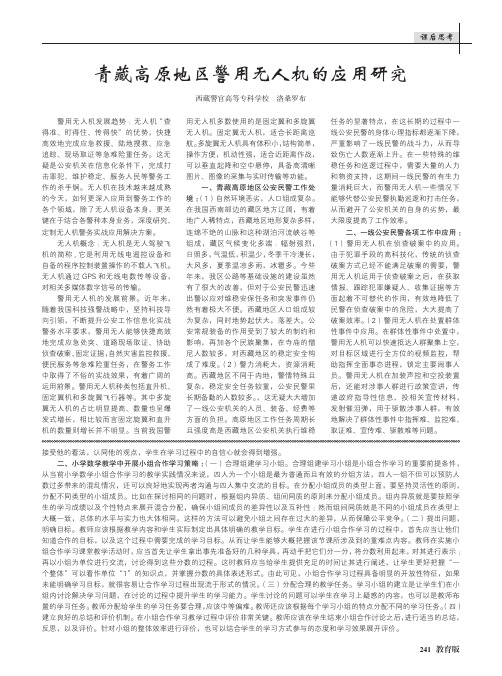 青藏高原地区警用无人机的应用研究
