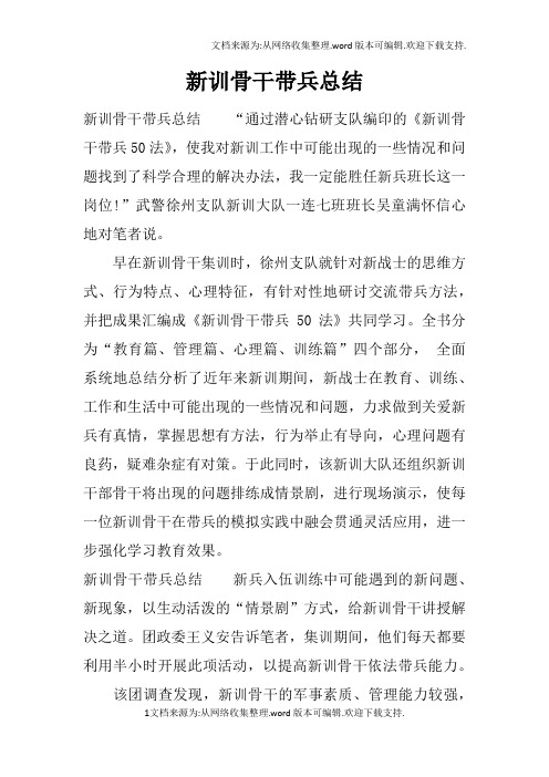 新训骨干带兵总结