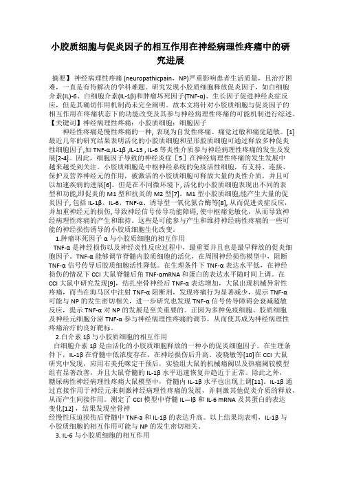 小胶质细胞与促炎因子的相互作用在神经病理性疼痛中的研究进展