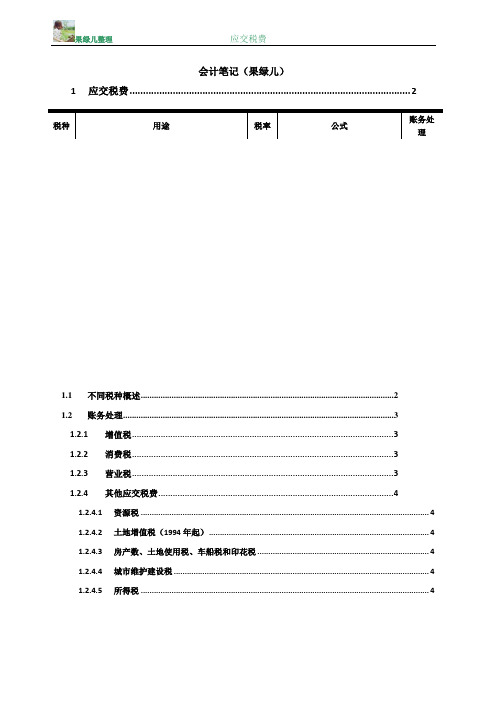 快速了解各类税种及账务处理