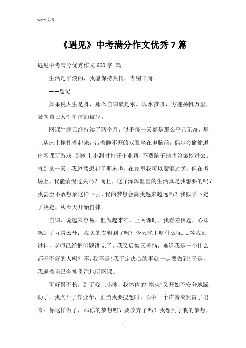 《遇见》中考满分作文7篇