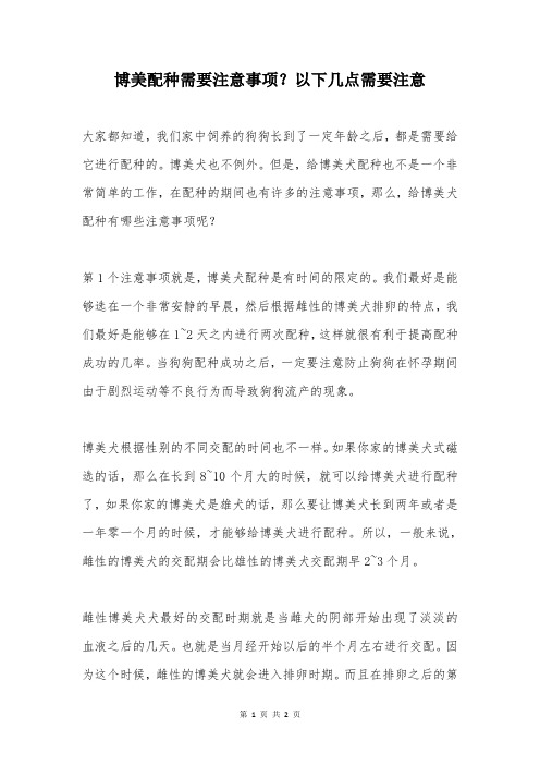 博美配种需要注意事项？以下几点需要注意