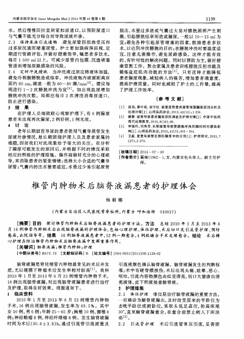 椎管内肿物术后脑脊液漏患者的护理体会