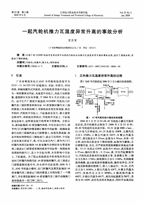 一起汽轮机推力瓦温度异常升高的事故分析
