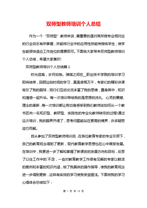 双师型教师培训个人总结