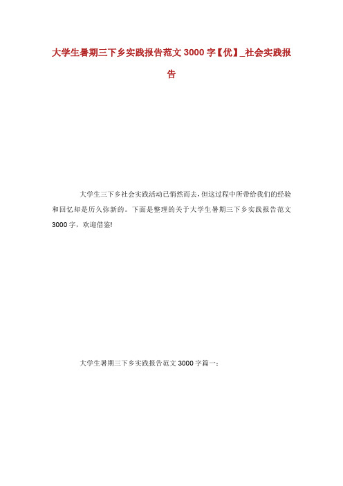 大学生暑期三下乡实践报告范文3000字【优】_社会实践报告.doc