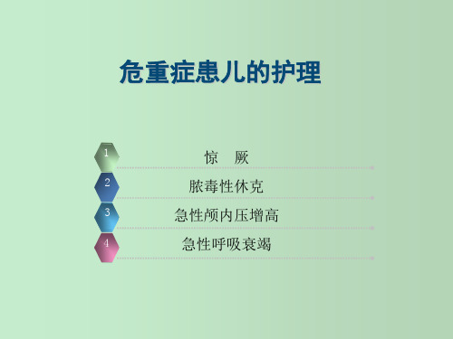 危重症患儿的护理 教学PPT课件