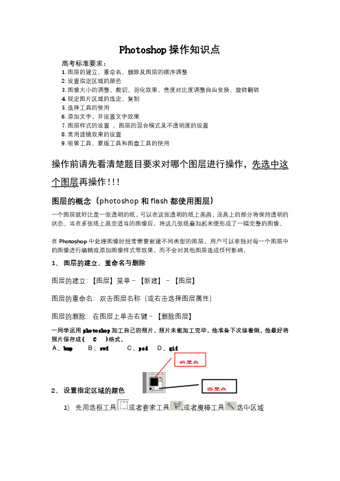 浙江选考高考信息技术 Photoshop操作知识点