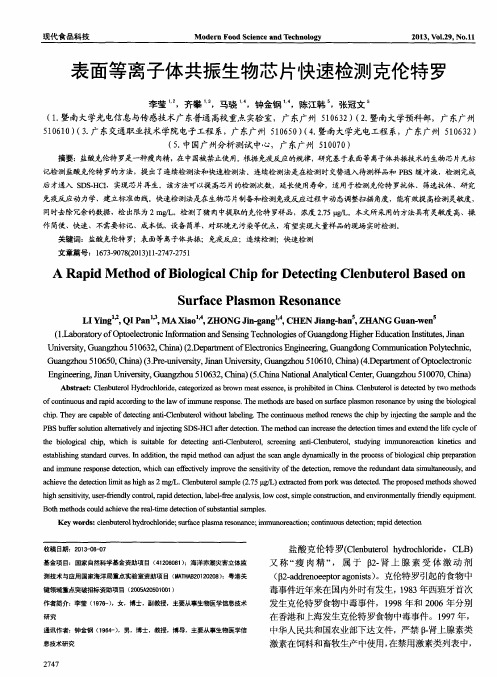 表面等离子体共振生物芯片快速检测克伦特罗