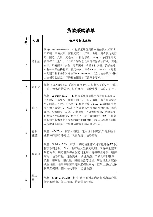 货物采购清单