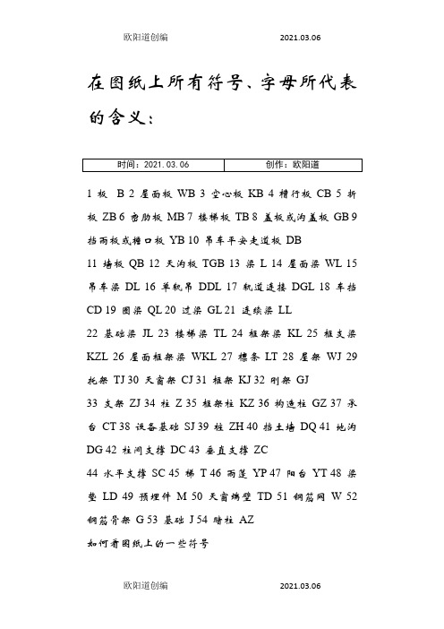 建筑图纸上所有符号、字母所代表的含义之欧阳道创编