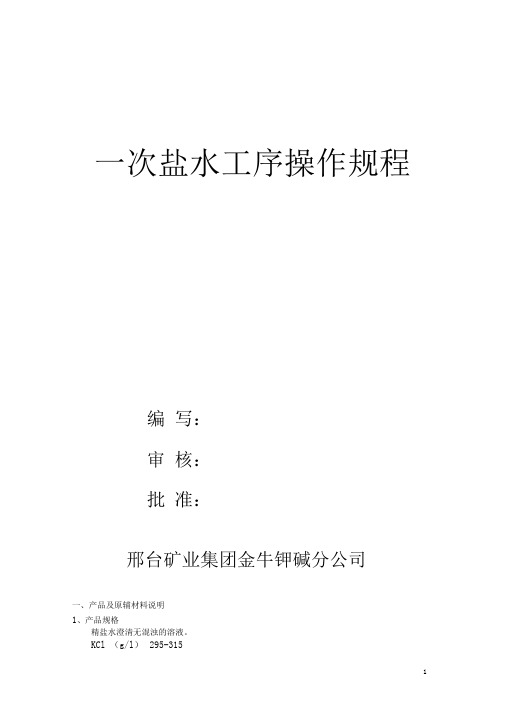 一次盐水操作规程