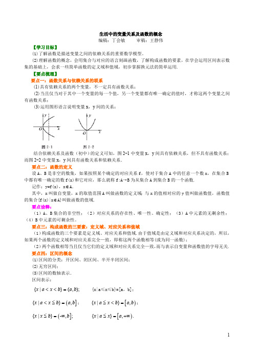 7.知识讲解-生活中的变量关系及函数的概念-提高