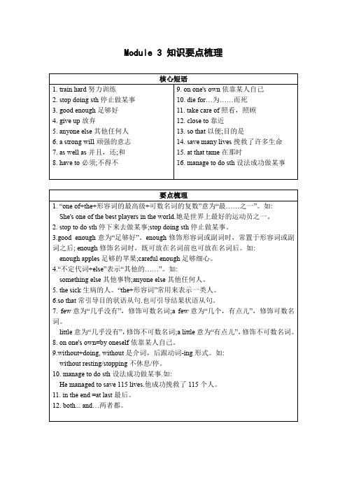 外研版九年级上Module 3 知识要点梳理
