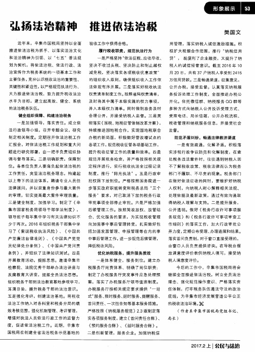 弘扬法治精神 推进依法治税