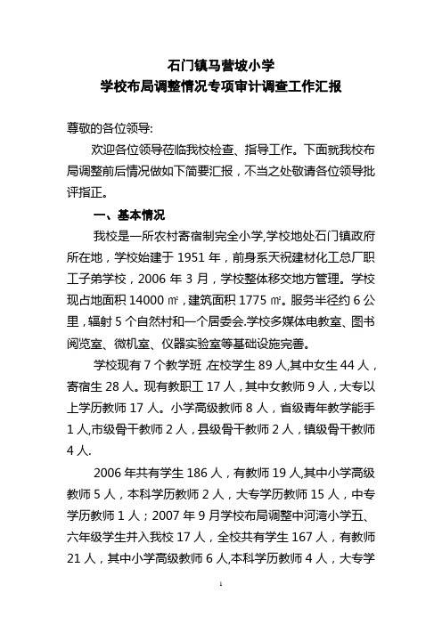 学校布局调整专项审计调查工作汇报