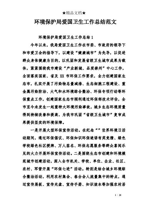 环境保护局爱国卫生工作总结范文