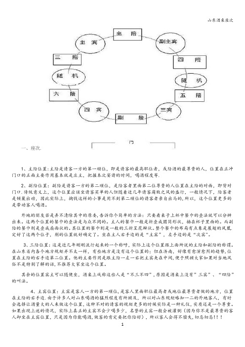 山东酒桌座次