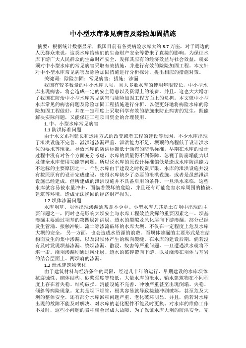 中小型水库常见病害及除险加固措施
