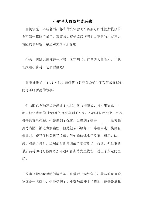 小荷马大冒险的读后感