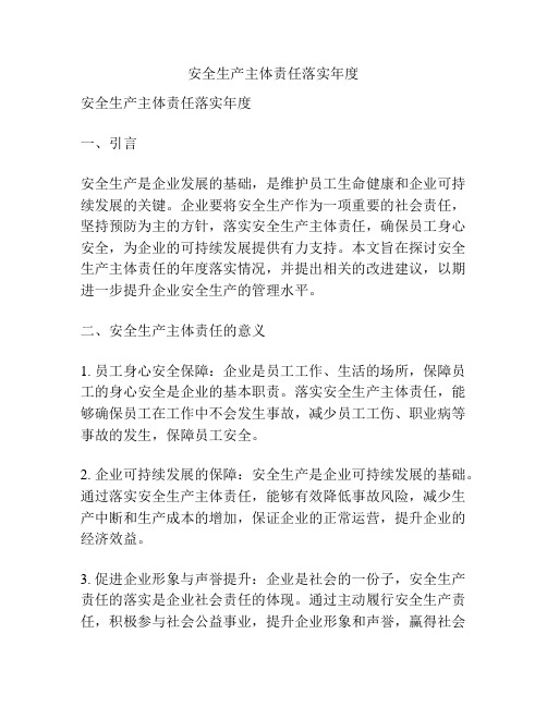 安全生产主体责任落实年度
