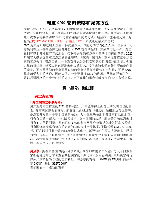 淘宝SNS营销策略和提高方法