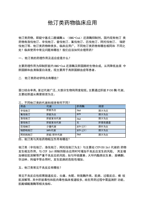 他汀类药物临床应用