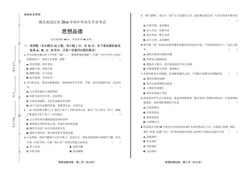 历年初三毕业考试真题中考冲刺模拟检测试卷九年级下学期期末复习题下载湖北省武汉市中考思想品德试卷