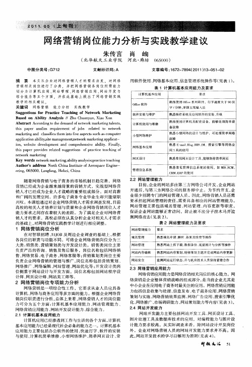 网络营销岗位能力分析与实践教学建议