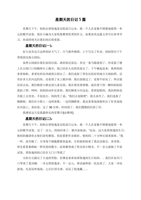 星期天的日记5篇