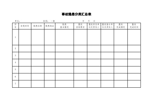 事故隐患分类汇总表