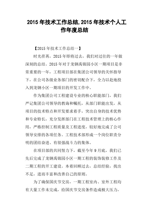 技术工作总结,技术个人工作年度总结