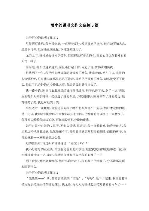 雨伞的说明文作文范例5篇