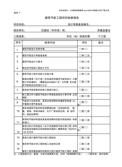 建筑节能工程项目检查报告