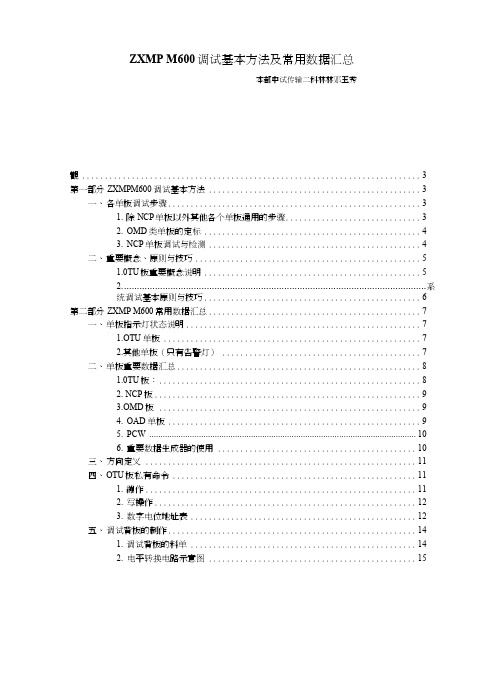 ZXMPM600调试基本方法及常用数据汇总.doc