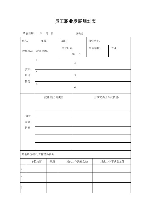 员工职业发展规划表