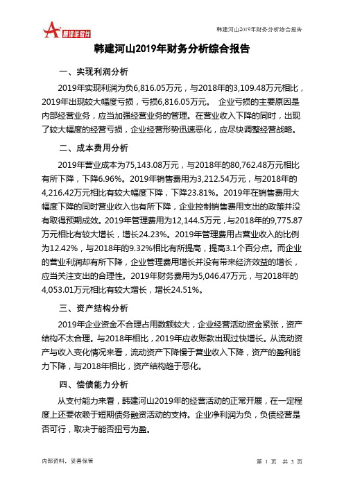 韩建河山2019年财务分析结论报告